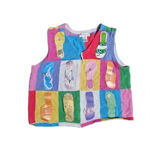 Women's SUSAN BRISTOL Full Zip Ugly Sweater SANDALS Large